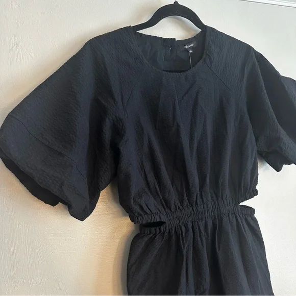 NWT Madewell Seersucker Puff Sleeve Cutout Mini Dress - Size S - Picture 5 of 10